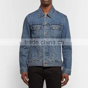 High Quality Endurable Mens Lapel Shawl Collared Button Closured Men's Denim Jeans Jacket With Two Chest Pockets thumbnail-2