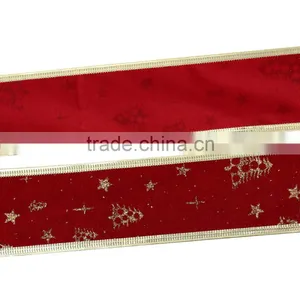 Red Tree Star Pattern Velvet Satin Ribbon For Christmas Decor thumbnail-4