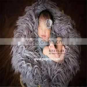 Baby Faux Fur Rug Newborn Faux Fur Fabric Baby Fur Rug Photography Props Newborn Blanket Backdrop Photo Props thumbnail-1