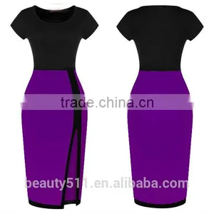 Ladies Formal Elegant Fitting Sexy Short Sleeve Splicing a Hip Dress and a Short Short-sleeved Pencil Skirt PS02 thumbnail-5