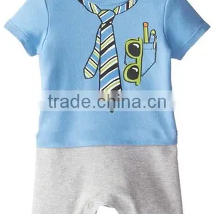 Gentle Style Short Sleeve Baby Boy Romper With Necktie thumbnail-3