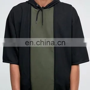 Oversized Short Sleeve Hoodie With Cut & Sew Panel thumbnail-3