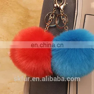 Colorful Faux Fur Pompom Keychain thumbnail-5