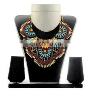 Pearl Necklace Costume Jewelry-Bollywood Party Wear Belly Necklace-Tribal Beded Costume Necklace thumbnail-3