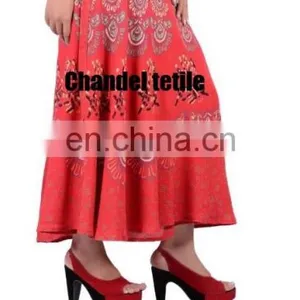 Mandala Printed Skirt and Dress Stretch Waist Ethnic Casual Skirt Bohemian Women Skirt Wrap New Women Skirt Rayon Indian thumbnail-6