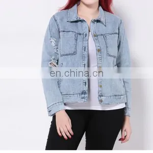 Wholesale Distressed Denim Jackets -Embroidered Denim Jacket thumbnail-1