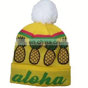 Custom Made Your Own Logo Embroidery Knit Beanie With Pom Pom thumbnail-4
