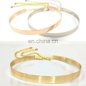 Women Gold/Silver Full Metallic Bling Mirror Plate Waist Metal Chain Belt thumbnail-1