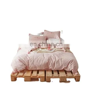 Eco Friendly Duvet Cover Floral Cotton Bedding Set With Fuzzy Ball From China thumbnail-2
