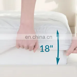 Hypoallergenic Queen Quilt Elastic Soild Coloured Patterned Bed Cover Waterproof Mattress Protector For India thumbnail-6