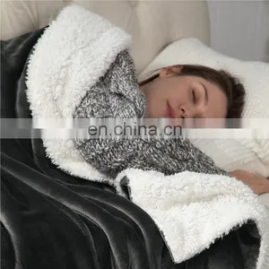 Polar Office Bedroom Convenient Sherpa Blanket With White Lamb thumbnail-3