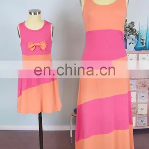 2019 Summer Striped Mother and Daughter Dress TuTu Bow Family Matching Dresses Outfit (this Link for Girls,1-12years) thumbnail-5