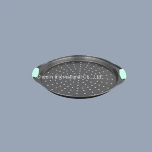 Non-stick Carbon Steel Pizza Pan With Silicone Handle thumbnail-1