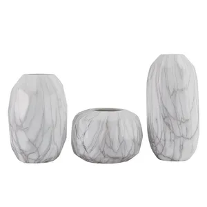 Marbling Ceramic Vase Hand Made White Flower Vase for Home Decoration thumbnail-2