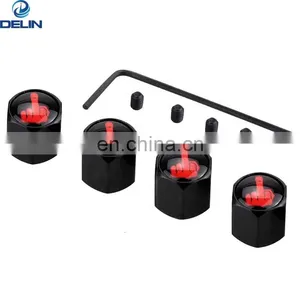 Metal Set Of 4 Pcs Custom Logo Black Anti Theft Locking Tire Valve Cap With Key thumbnail-1