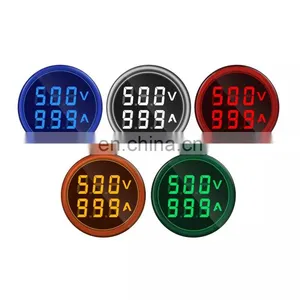 Mini Digital Voltmeter Ammeter 22mm Square AC 50-500V 0-100A Amp Volt Voltage Tester Meter Dual LED Indicator Pilot Lamp Light thumbnail-2