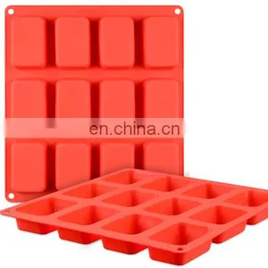 High Quality 6 Cavity BPA-free Rectangular 3D Handle Handmade Bread Cake Silicone Soap Mold thumbnail-1