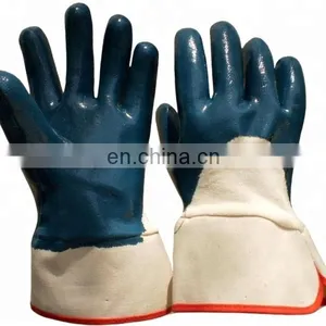 Cotton Interlock Lining Knit Wrist Yellow Nitrile Coated Work Gloves For Oil Gas thumbnail-3