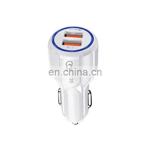 Wholesale Metal Fast Charger 2A USB Adapter Dual 2 Port Universal Mobile Phone USB Qc3.0 Car Charger for IPh thumbnail-1