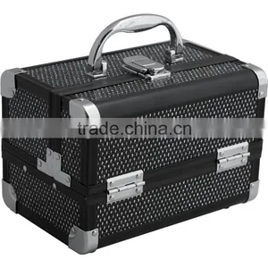 Mini Makeup Cosmetic Train Case Organizer Storage,Aluminum Beauty Makeup Travel Case,makeup Vanity Box With Lock thumbnail-2