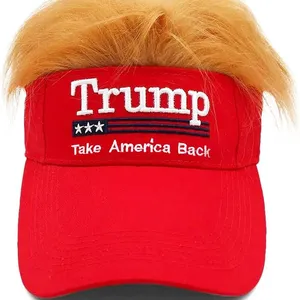 Trump Hat With Hair Donald Trump Costume Merchandise Make America Great Again Wig Hat Embroidered Ultra Adjustable MAGA Golf Baseball Cap thumbnail-1