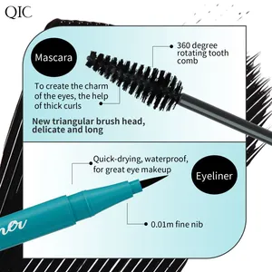 QIC 2-in-1 Eyeliner & Mascara Set – Waterproof, Smudge-proof; Lengthening, Volumizing, and Curling Makeup thumbnail-3