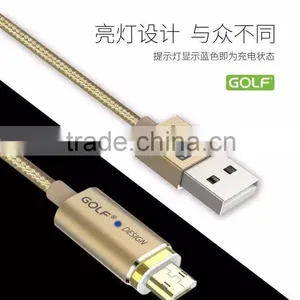 GOLF 1.2M Metal Maghetic Micro Data and Charge Cable LED Light 2.4A Weave Cable for Android Mobile Phone thumbnail-2