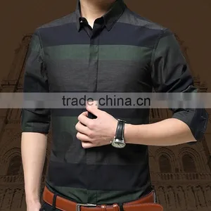 Male Work Tops Office Male Tops Printed Man Long/short Shirts thumbnail-1