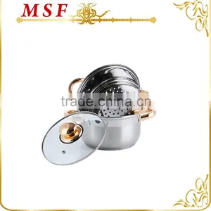 Gold Coating Accessories and Mirror Polished Stainless Steel Steamer Pot thumbnail-1