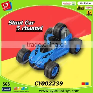 2016 New Arrival 5 Wheeled Radio Control Stunt Car Toys in Bule and Red thumbnail-1