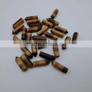 Wholesale Natural Tiger Eye Gems Stones Hexagonal Crystal Amazonite Point Healing Necklaces Earrings Pendant Beads Jewelry thumbnail-1