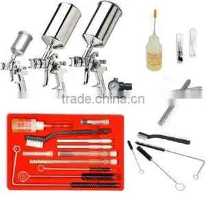 Professional HVLP Paint Gun Set PLUS 23pc Spray Cleaning Kit Gravity Quality Choice thumbnail-1