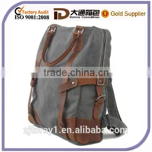 Vintage Leather Canvas Rucksack Backpack Tote Bag thumbnail-1