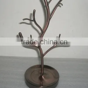 Vintage Red Bronze Iron Jewelry Tree Stand Holder, Jewelry Hanging Tree, Jewelry Holder Tree thumbnail-1