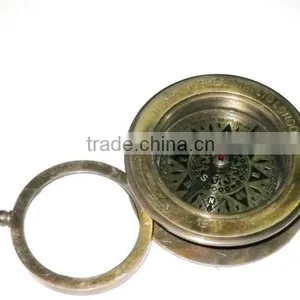 Nautical Brass Compass With Magnifying Pendant/ Nautical Pendant / Mini Calender Sundial FOR PENDANT thumbnail-1