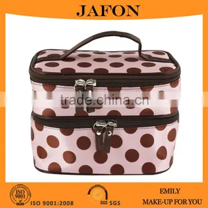 Black And White Dot Pattern Two Layers Makeup Case Bag thumbnail-3