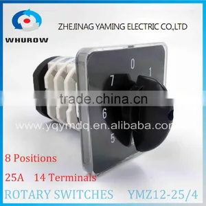Rotary Switch YMZ12-25/4 Changeover Cam Combination Switch 4 Poles 8 Positions 14 Terminals 25A Ui 690V Sliver Point Contacts thumbnail-1