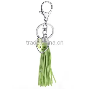 Korea Velvet Leather Tassels Keychain With Pendant Logo thumbnail-4