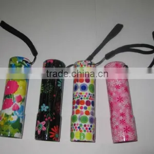 Flower Print 9 LED Aluminum Flashlight With Wrist Strap thumbnail-1