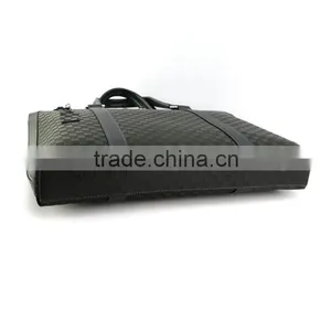 Custom Brand Plaid Pattern Top Quality Leather Briefcase for Business Men thumbnail-5