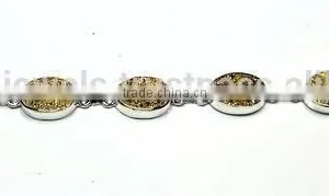 Coated Titanium Gold Druzy Oval 925 Sterling Silver Rough Bracelet, Designer Bracelet, Multi Stone Silver Bracelet thumbnail-1