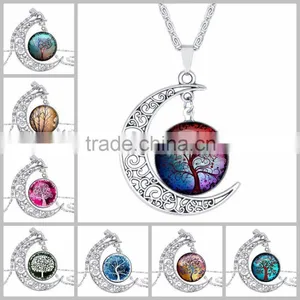 IN STOCK 2016 Silver Plated Color Women Glass Cabochon Pendant Necklace Wholesale thumbnail-1