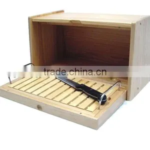 Custom Vertical Wood Bread Storage Bin With Removable Lid and Handle for Bread and Cake Storage thumbnail-4
