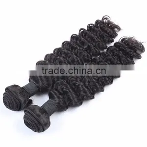 Machine-made Deep Wave Weft Hair Extensions Double Drawn Weft thumbnail-1