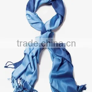 Blue Acrylic Gradient Rainbow Pashmina Scarf thumbnail-1