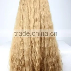 Costume Synthetic Long Blond Micro Wave Wig N423 thumbnail-2