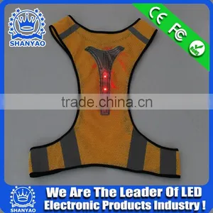Polyester Highly Visible Reflective LED Warning Vest/ Safety LED Roadway Warning Vest thumbnail-3