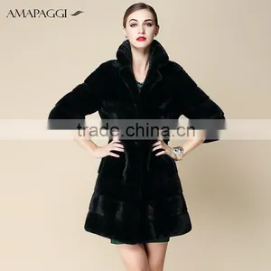 High-end Dyed Dark Green Mink Fur Coat Wholesale thumbnail-2