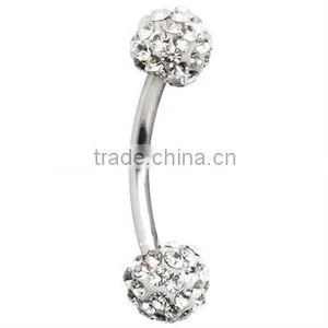316L Stainless Steel Eyebrow Jewelry With Multi-crystals Balls thumbnail-1
