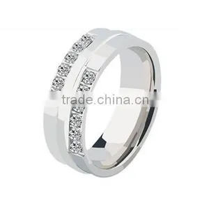 Eternity Style Zircon Casting Stering Silver Charm 316l Stainless Steel Wedding Band Ring for Lovers thumbnail-4